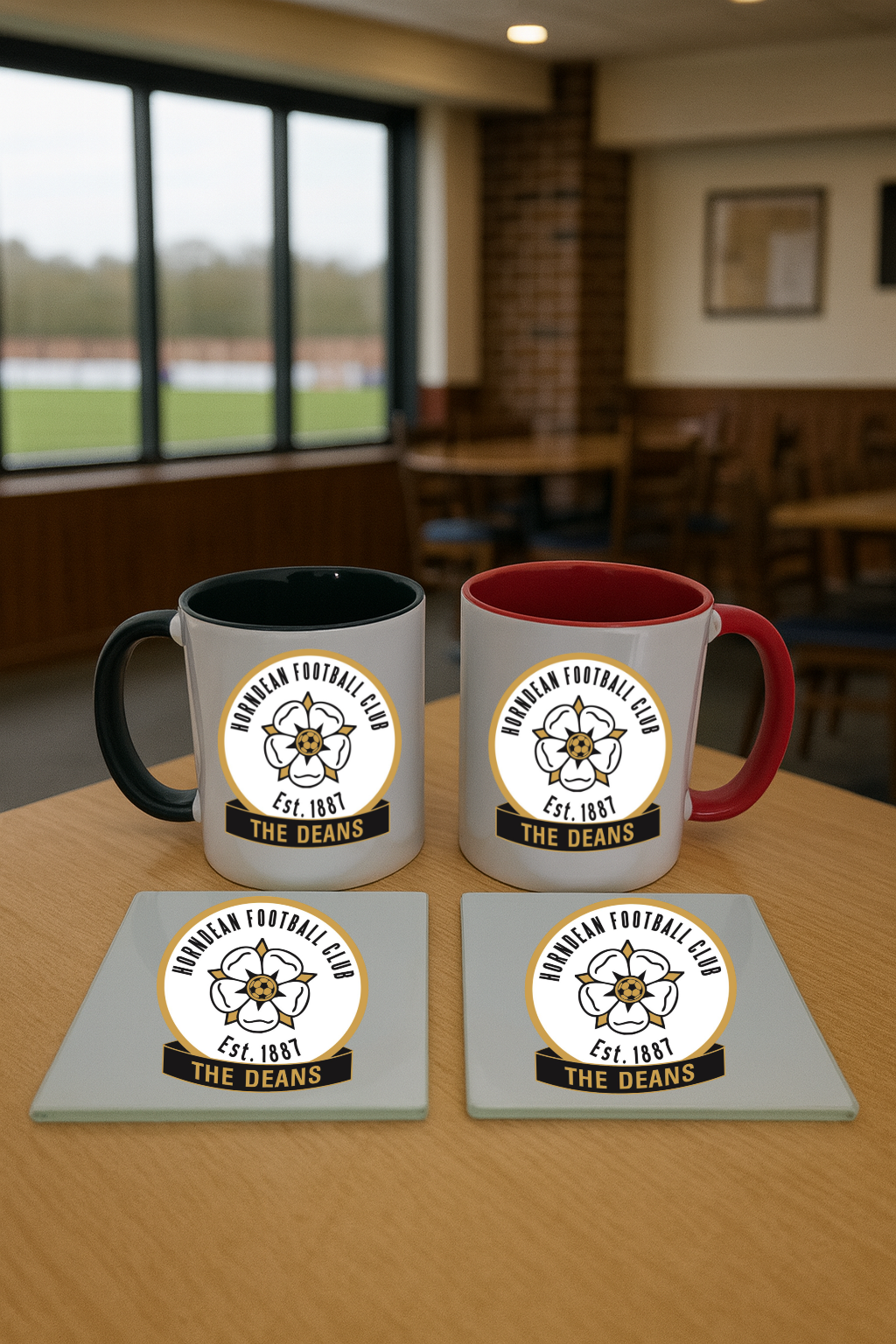 Mug & Coaster Bundle - Horndean FC (Black & Red)