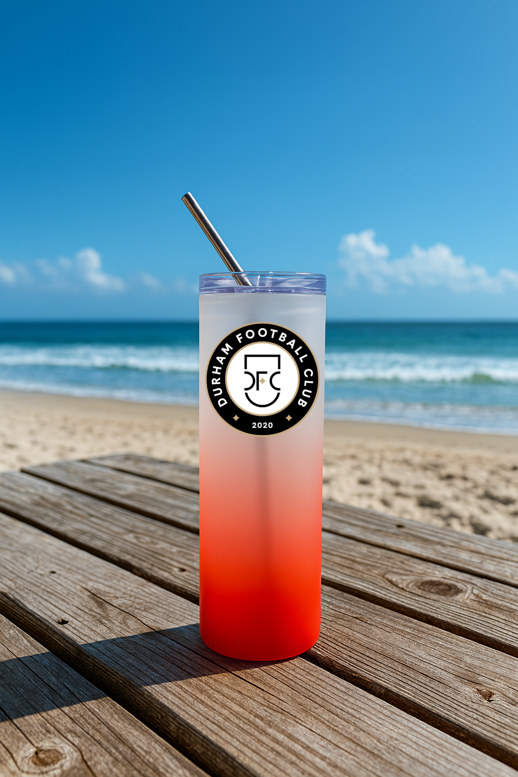 Durham FC - Red Frosted Glass Jar