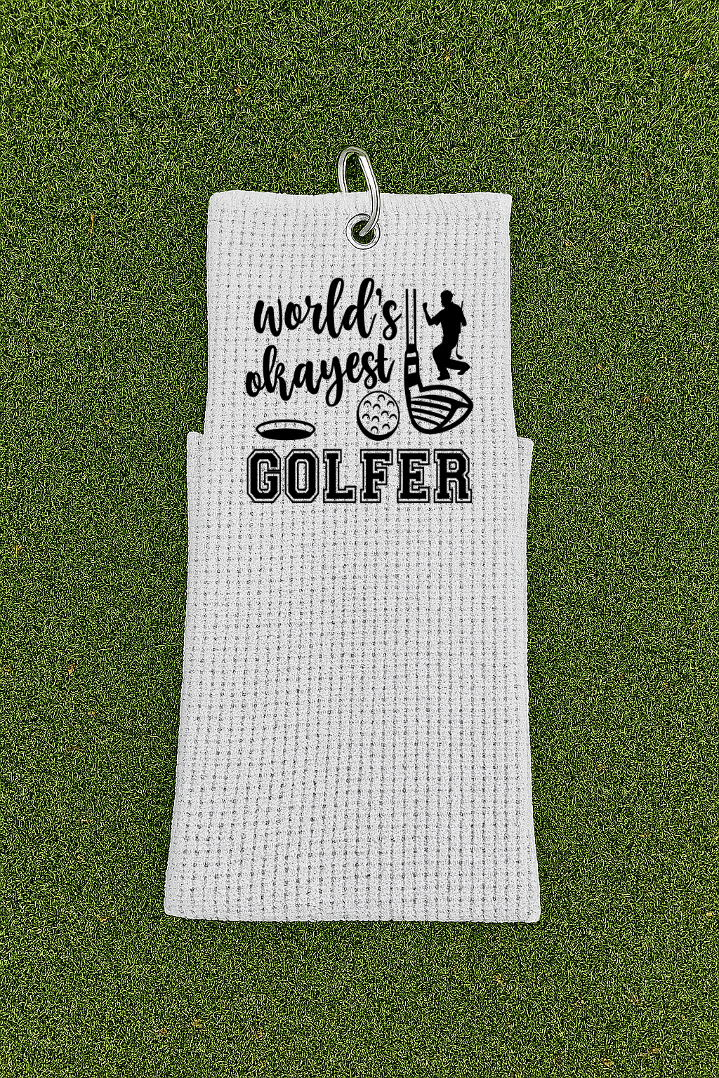 Waffle Golf Towel - Worlds Okayest Golfer