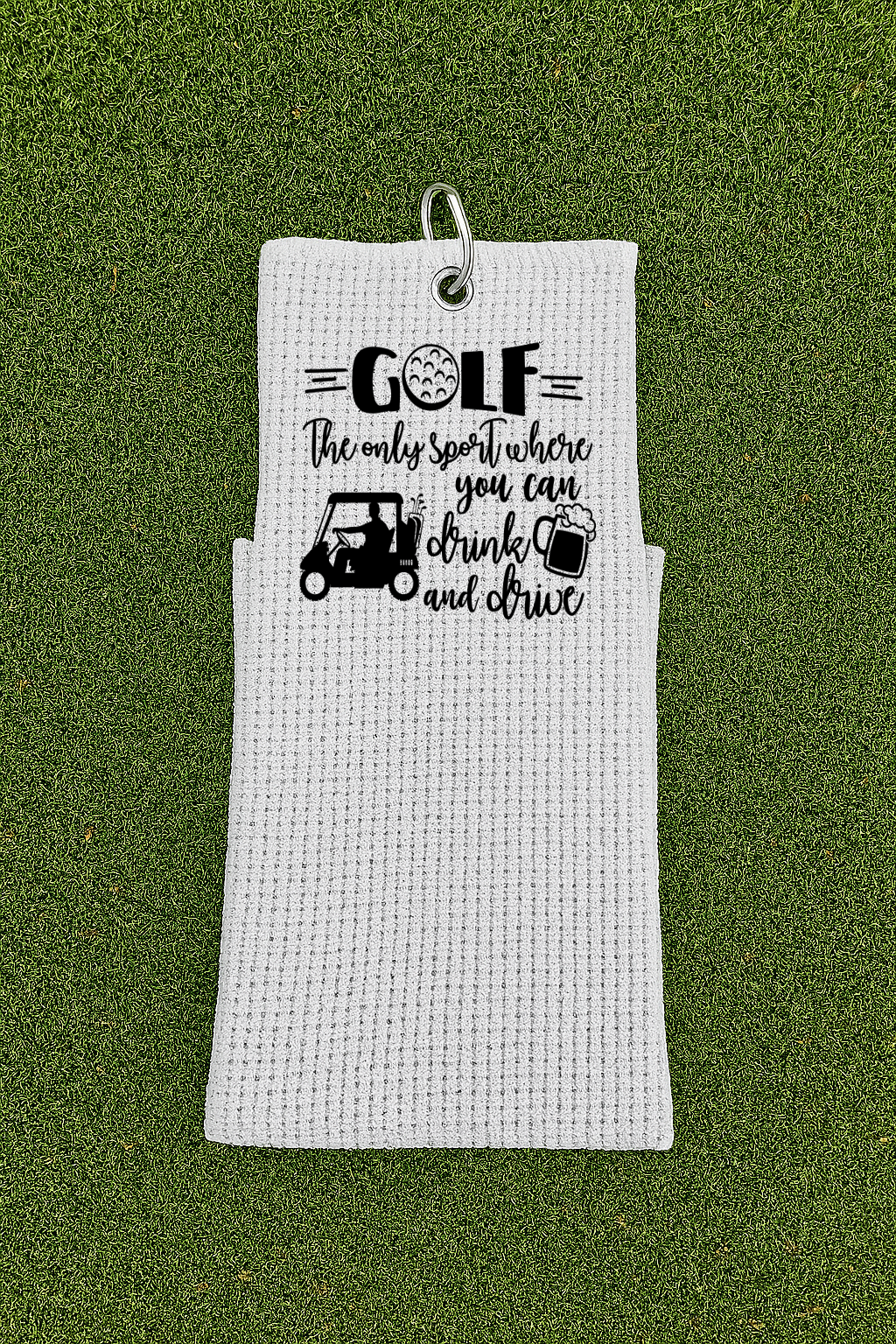 Waffle Golf Towel - The Only Sport Where You Can Drink and Drive