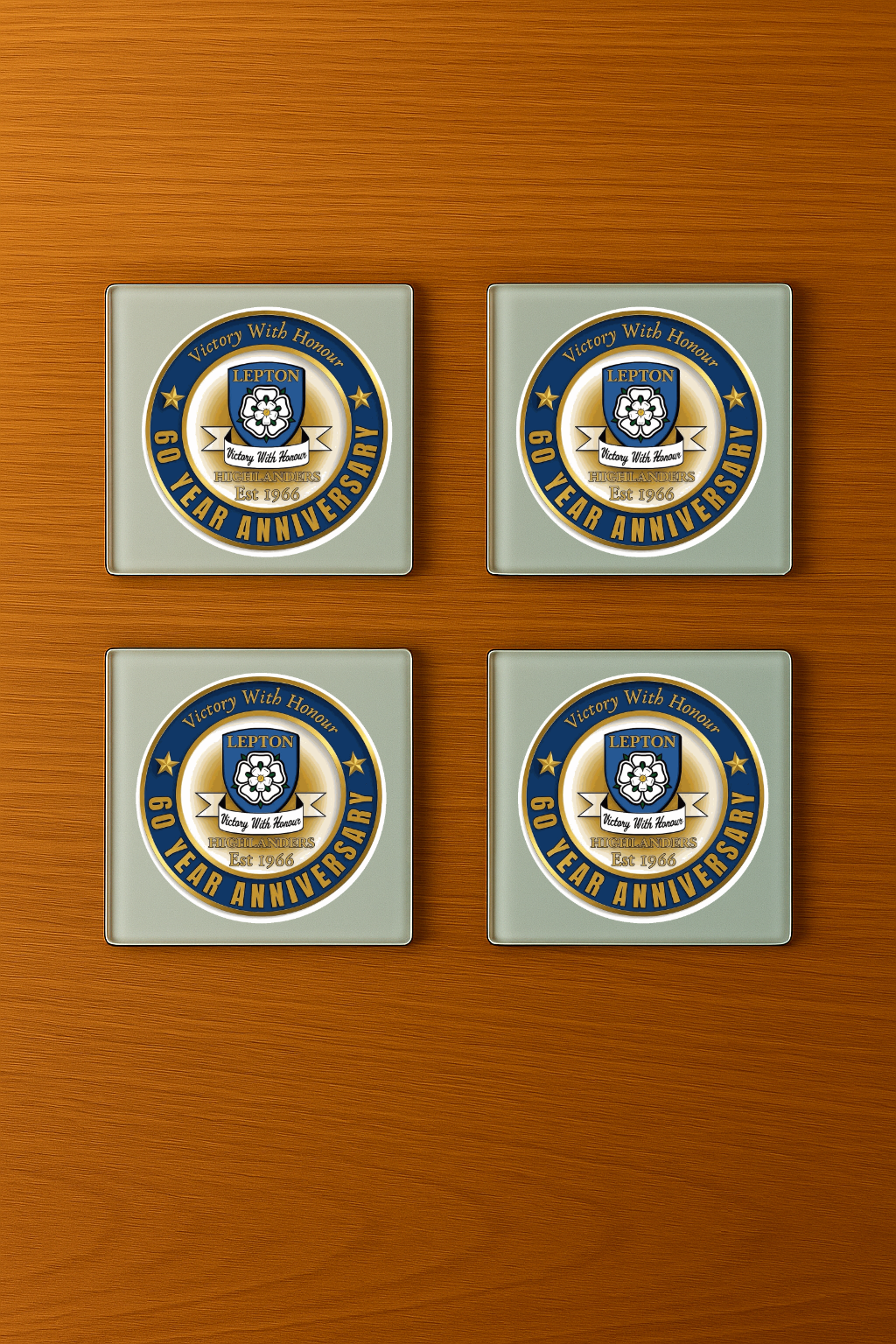 Lepton Highlanders FC, JFC, CC & SC Special Edition - Glass Coasters (4)