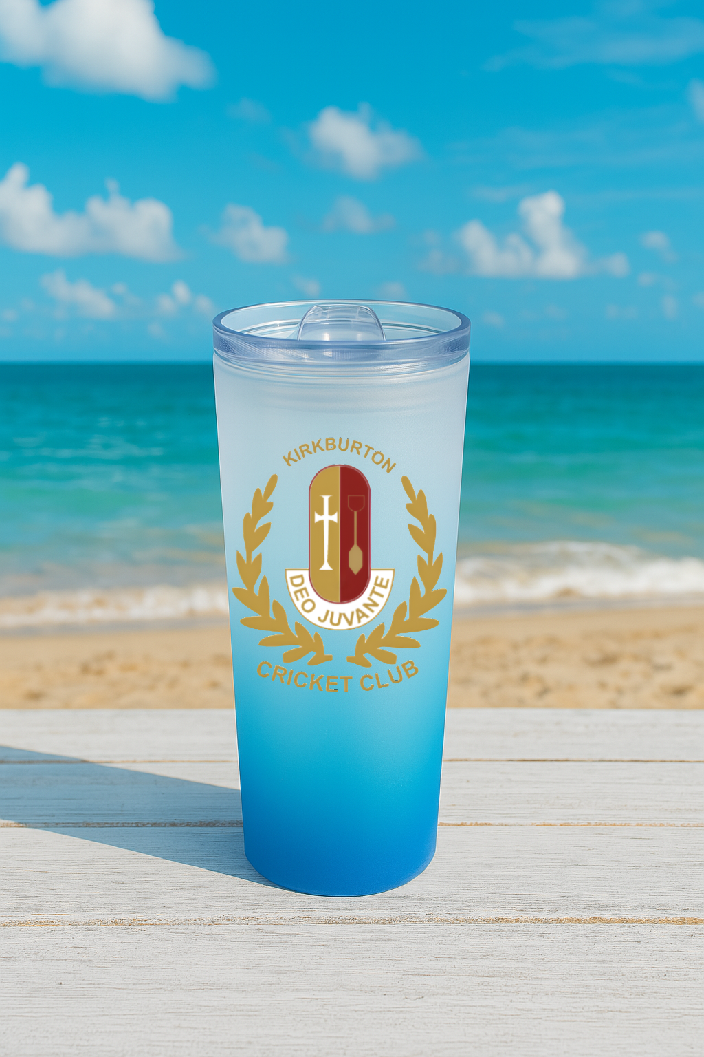 Kirkburton Cricket Club - Sky Blue Frosted Glass Jar