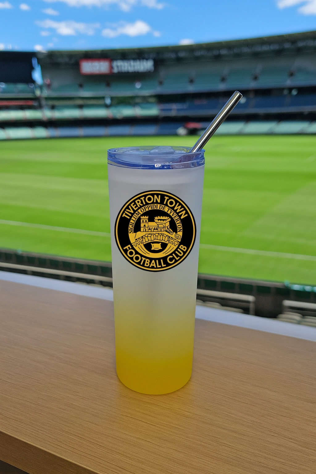 Tiverton Town FC - Yellow Frosted Glass Jar