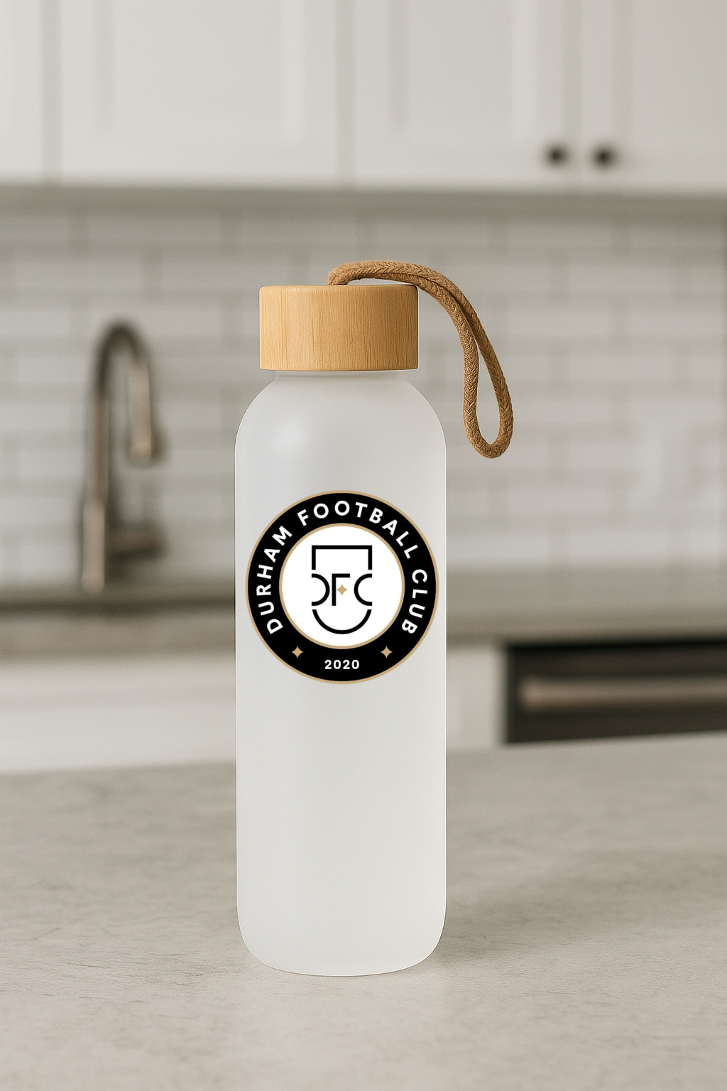 Durham FC - Bamboo Lid Frosted Glass Jar