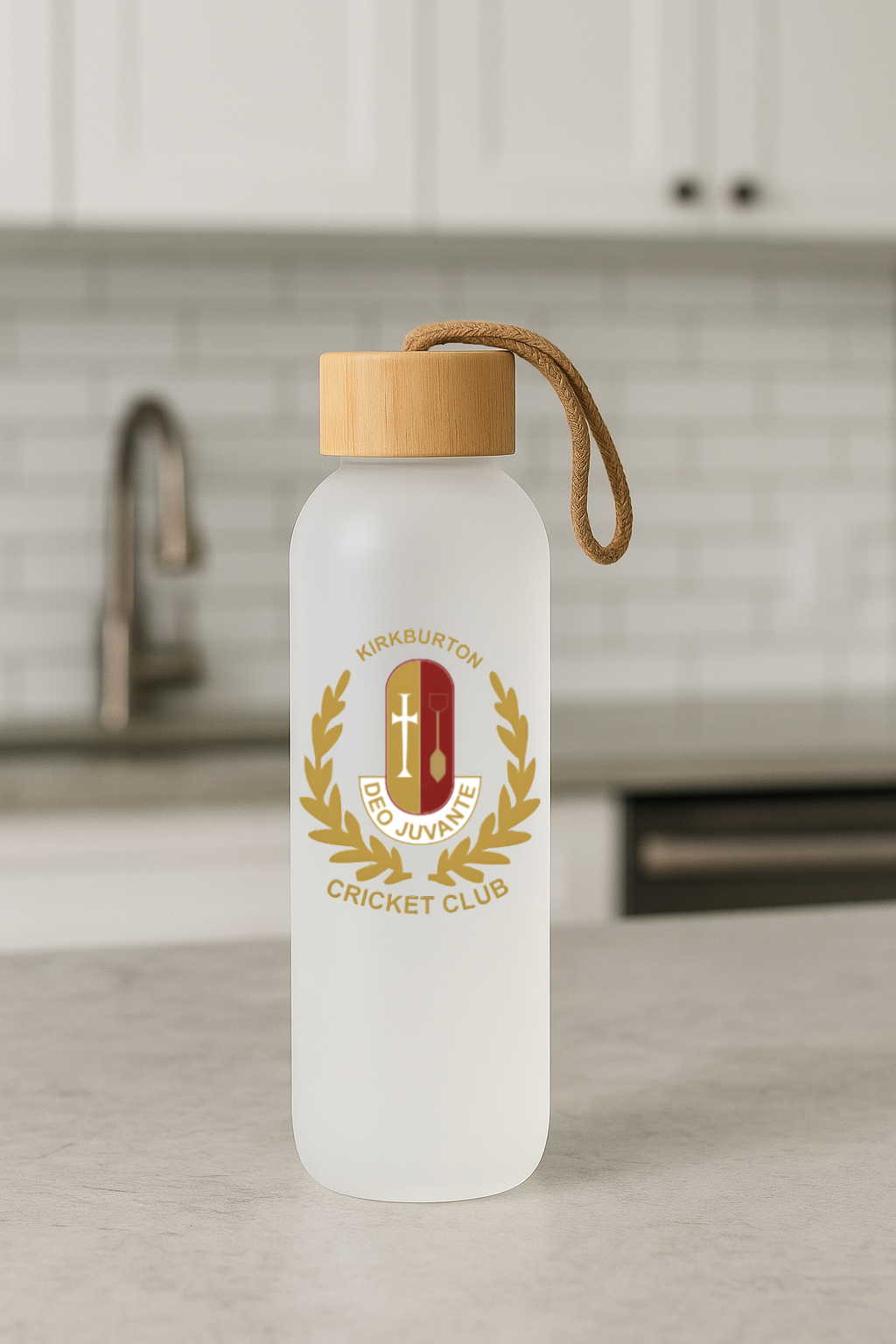 Kirkburton Cricket Club - Bamboo Lid Frosted Glass Jar