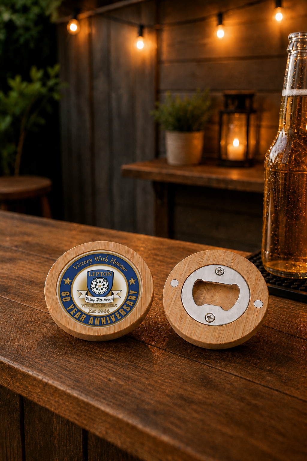 Lepton Highlanders FC, JFC, CC & SC - Bamboo Lid Bottle Opener