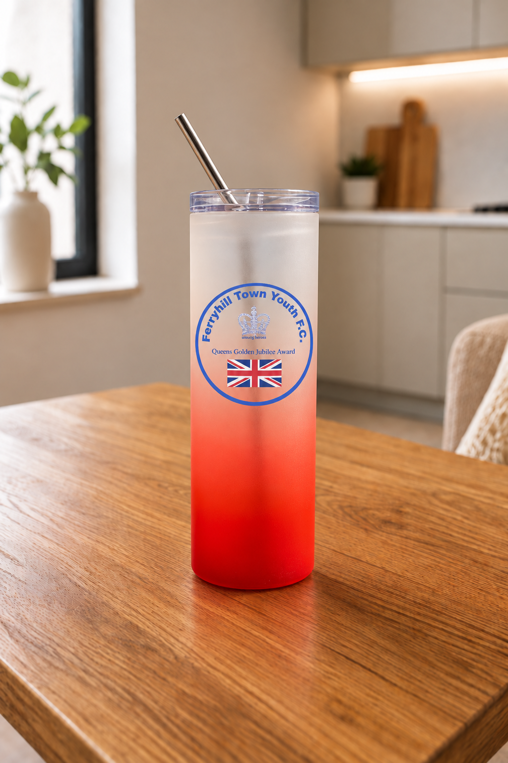 Ferryhill Town Youth FC - Red Frosted Glass Jar