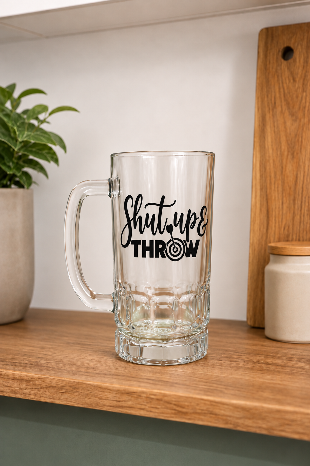 Shut Up & Throw - Darts Pint Glass Beer Stein