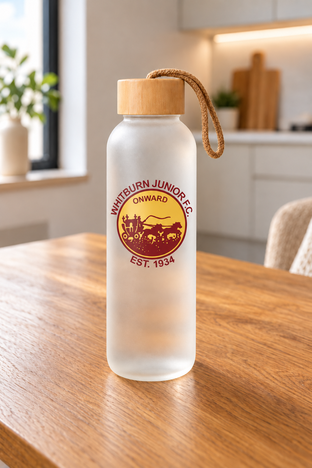 Whitburn Junior FC - Bamboo Lid Frosted Glass Jar