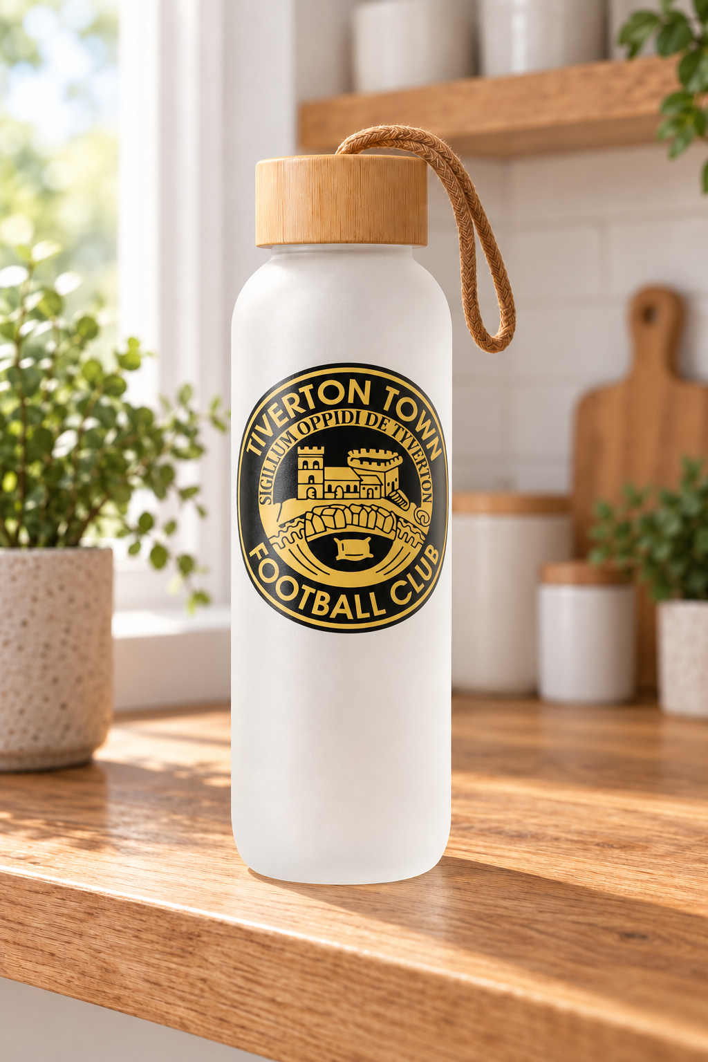 Tiverton Town FC - Bamboo Lid Frosted Glass Jar