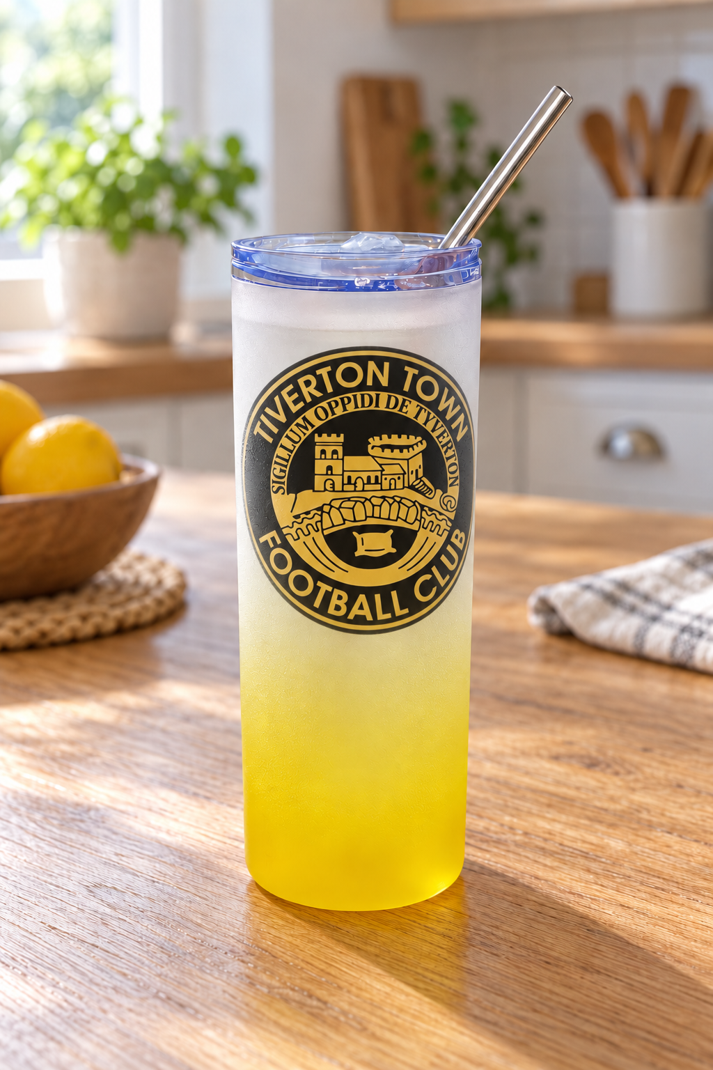 Tiverton Town FC - Yellow Frosted Glass Jar