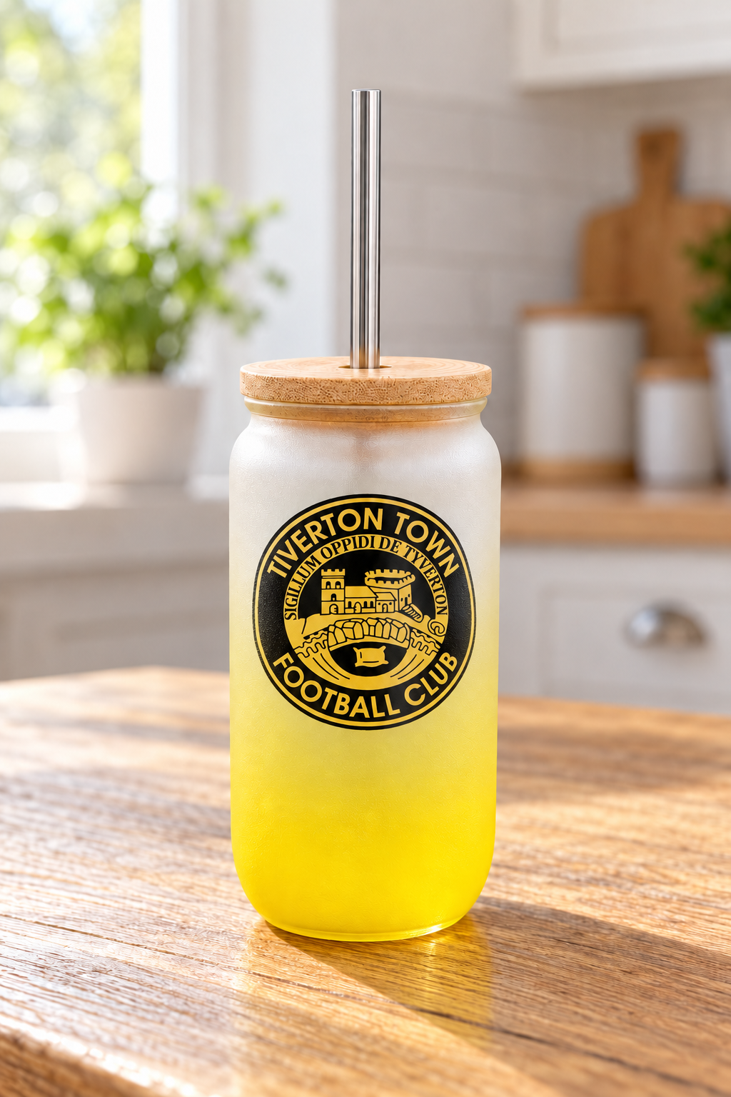 Tiverton Town FC - Bamboo Lid Glass Jar - Yellow