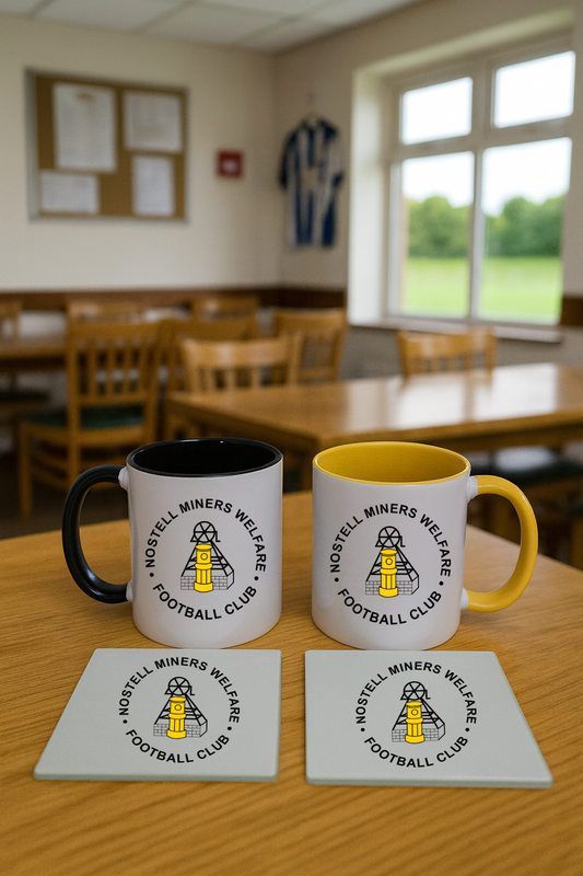 Mug & Coaster Bundle - Nostell Welfare Miners FC (Black & Yellow)