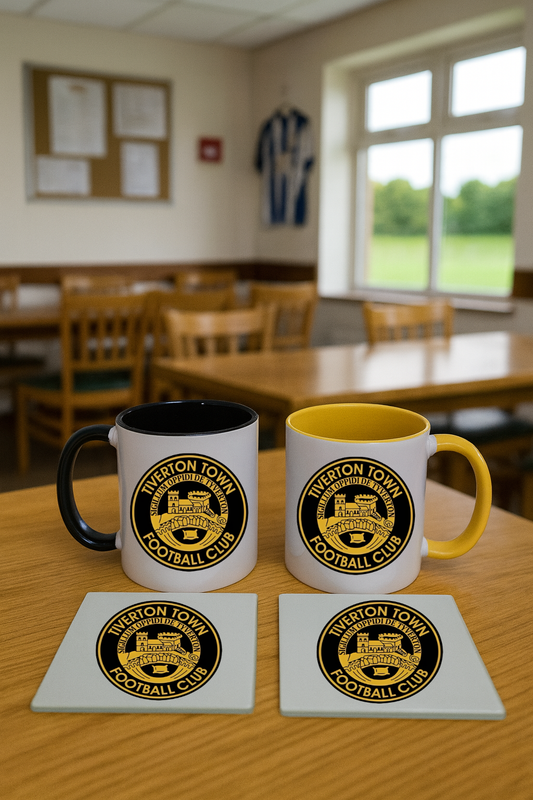 Mug & Coaster Bundle - Tiverton Town FC (Black & Yellow)