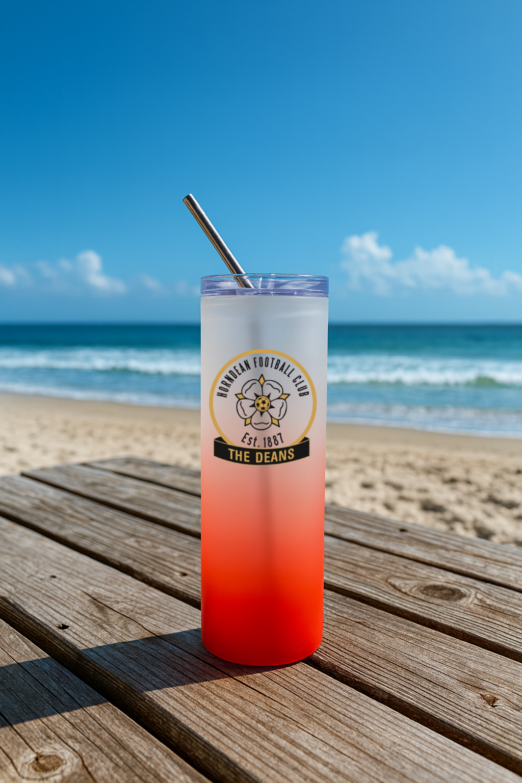 Horndean FC - Red Frosted Glass Jar