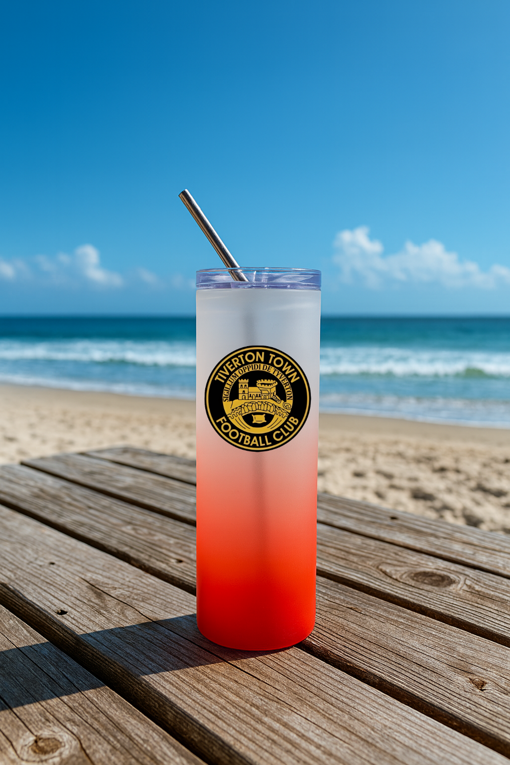 Tiverton Town FC - Red Frosted Glass Jar