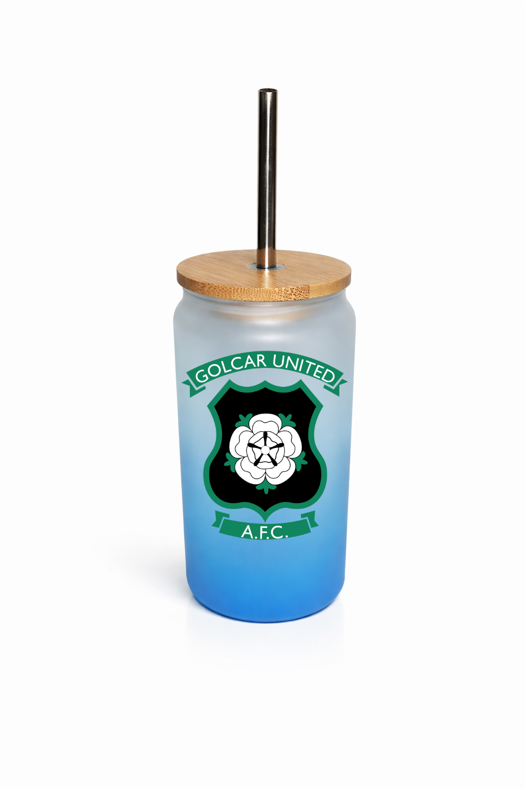 Golcar United FC - Bamboo Lid Glass Jar - Sky Blue