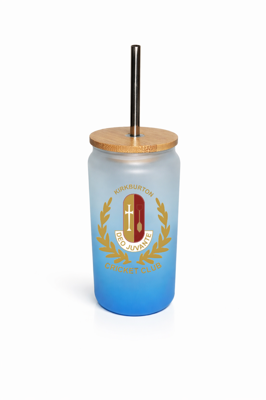 Kirkburton Cricket Club - Bamboo Lid Glass Jar - Sky Blue