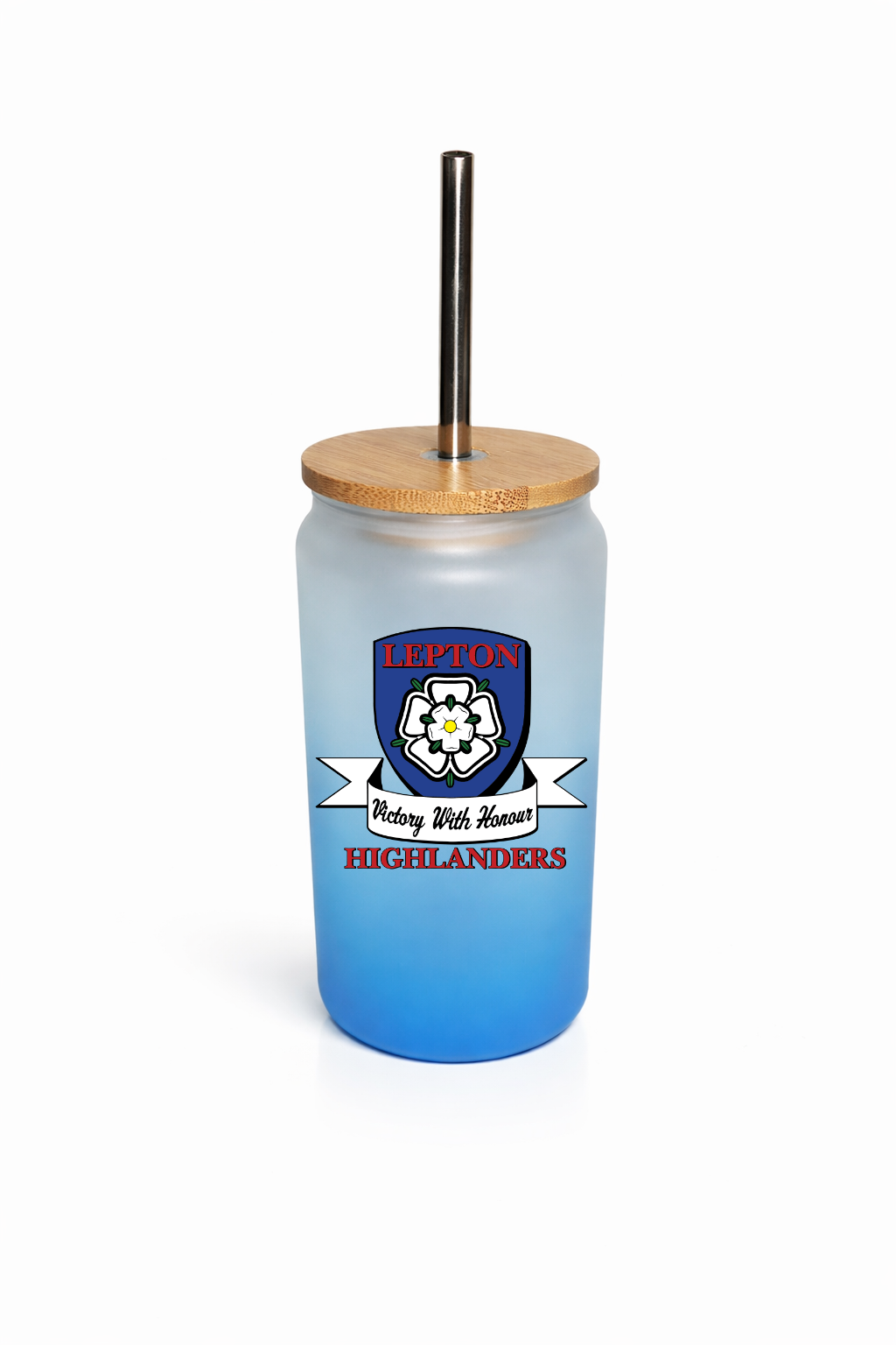 Lepton Highlanders FC, JFC, CC & SC - Bamboo Lid Glass Jar - Sky Blue