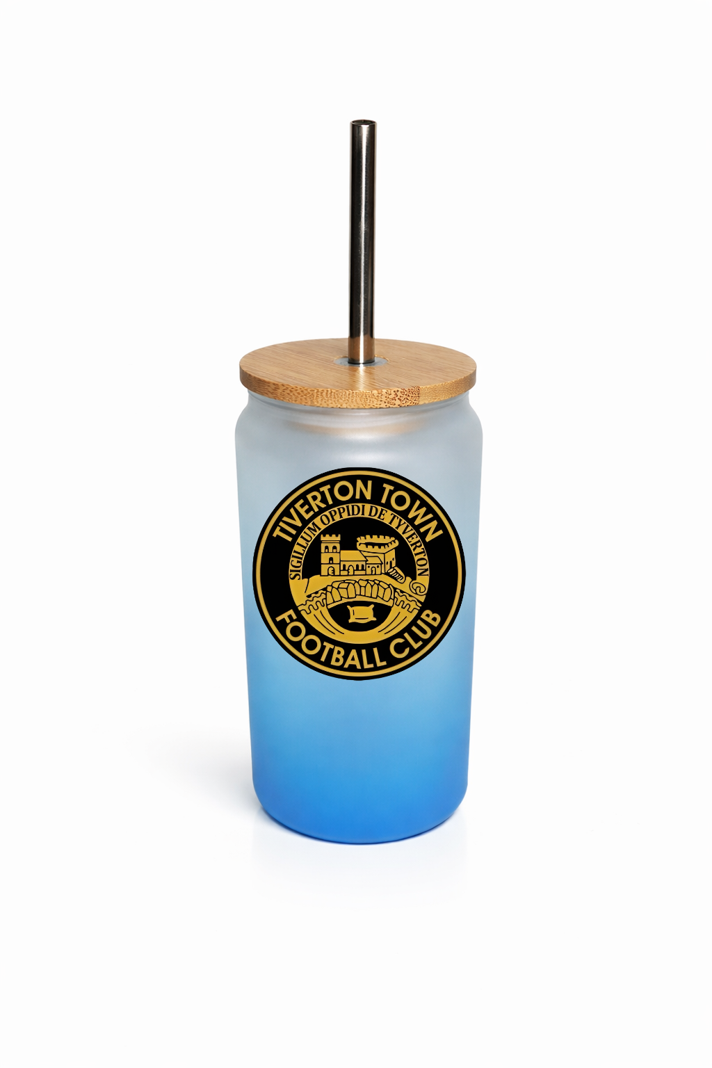 Tiverton Town FC - Bamboo Lid Glass Jar - Sky Blue