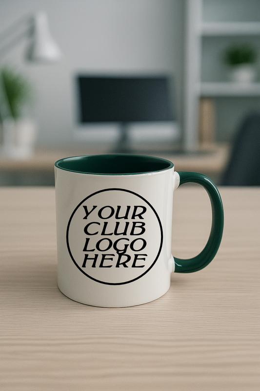 Custom Logo Mug – Green Inner & Handle - Bulk Buy 25 Mugs