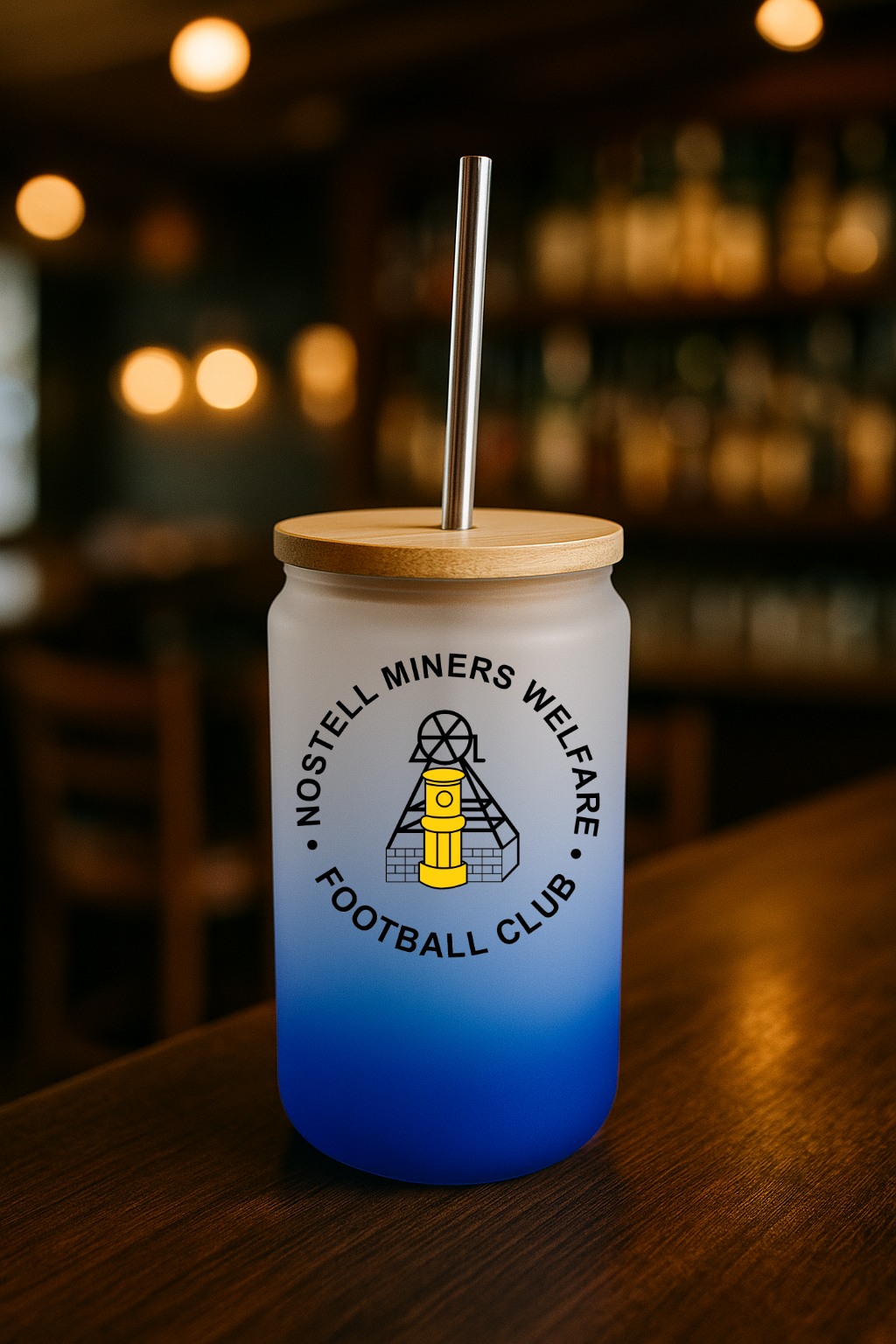 Nostell Miners Welfare FC - Bamboo Lid Glass Jar -  Navy Blue