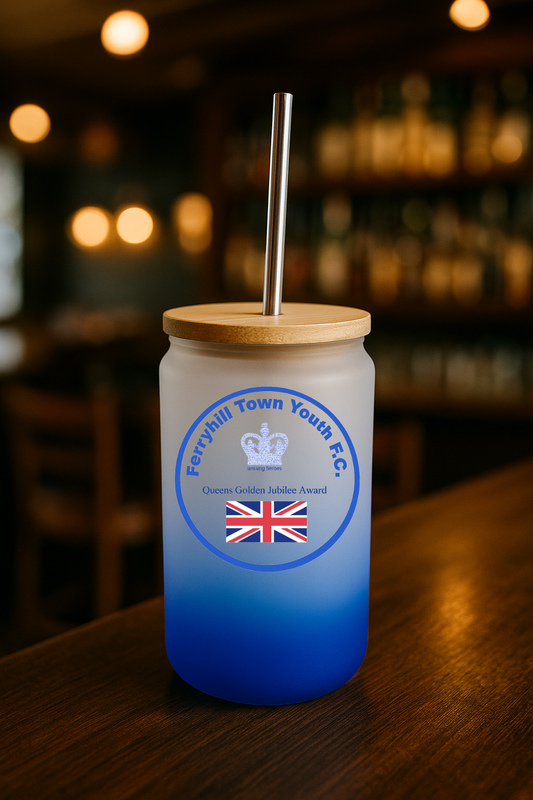 Ferryhill Town Youth FC - Bamboo Lid Glass Jar - Navy Blue