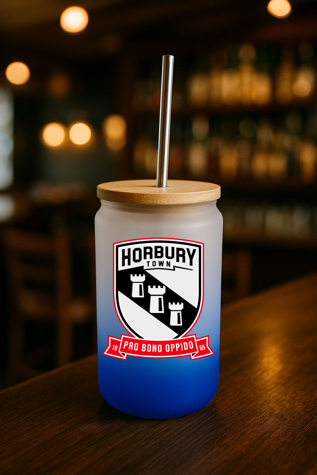 Horbury Town FC - Bamboo Lid Glass Jar - Navy Blue