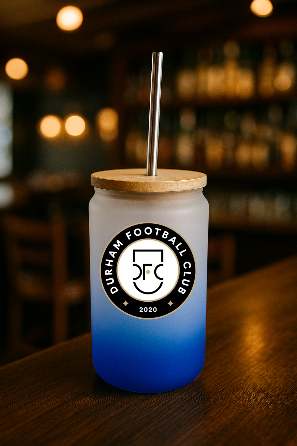 Durham FC - Bamboo Lid Glass Jar - Navy Blue