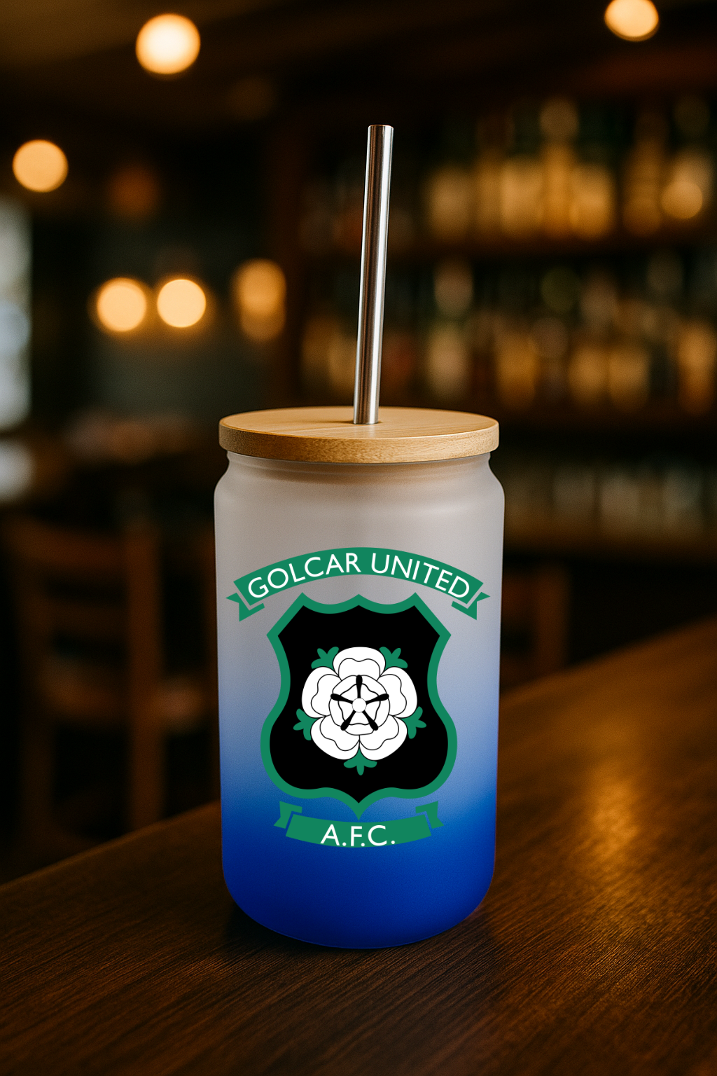 Golcar United FC - Bamboo Lid Glass Jar - Navy Blue