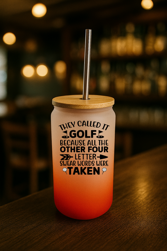Bamboo Lid Red Glass Jar - They Called It Golf Because