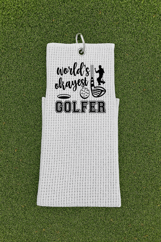 Waffle Golf Towel - Worlds Okayest Golfer