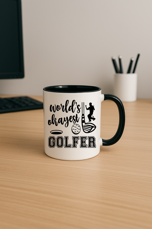 Black Coloured Mug - Worlds Okayest Golfer