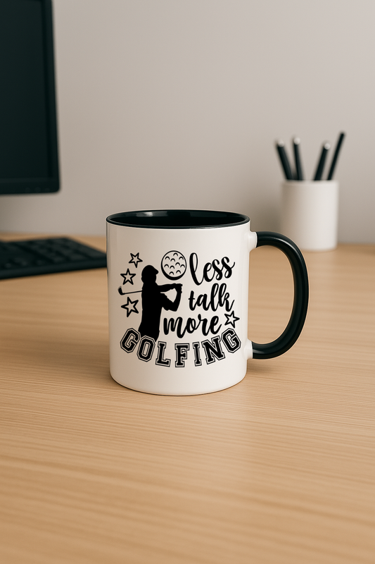 Black Coloured Mug - Less Talk More Golfing