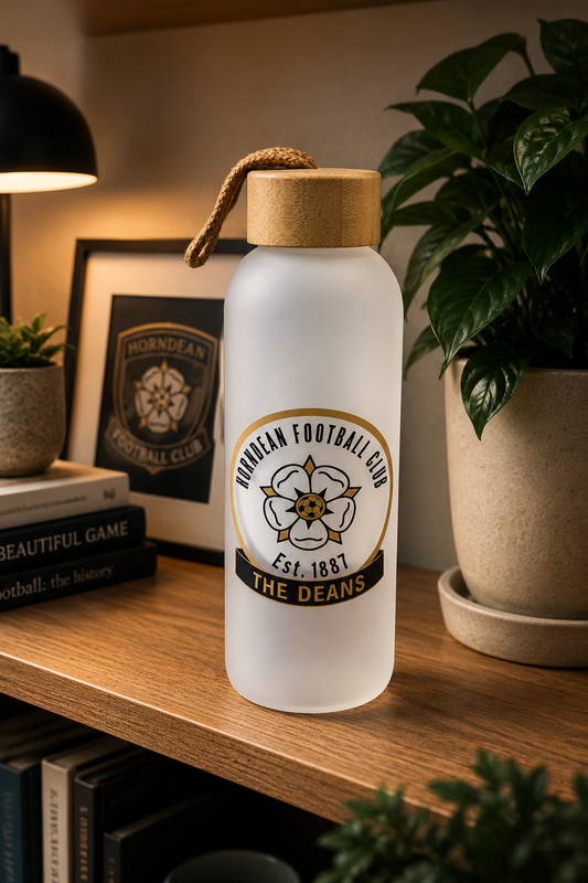 Horndean FC - Bamboo Lid Frosted Glass Jar