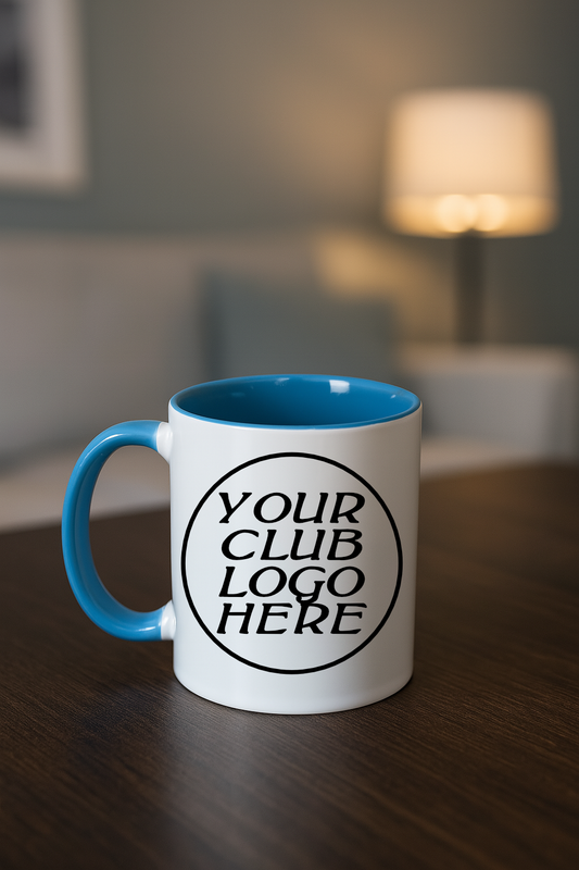 Custom Logo Mug – Sky Blue Inner & Handle - Bulk Buy 25 Mugs