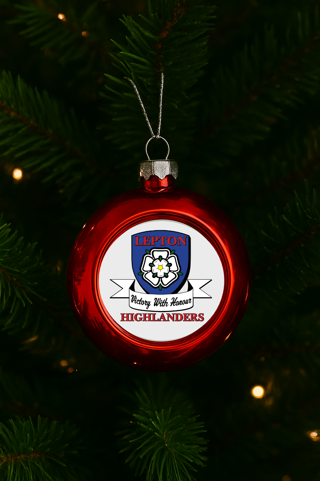 Lepton Highlanders FC, JFC, CC & SC Xmas Baubles - Box of 3