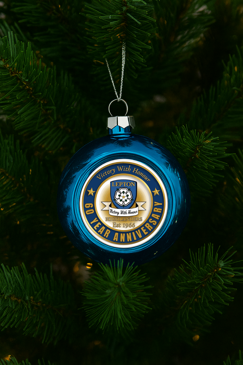 Lepton Highlanders FC, JFC, CC & SC Special Edition Xmas Bauble - Blue