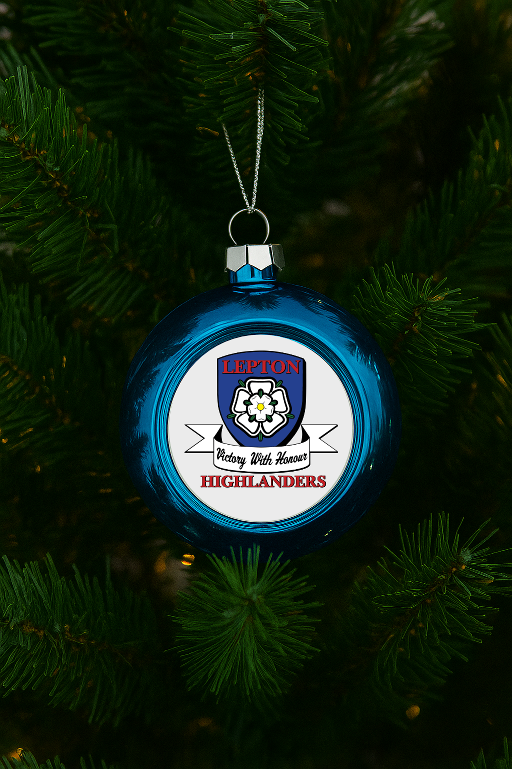 Lepton Highlanders FC, JFC, CC & SC Xmas Bauble - Blue