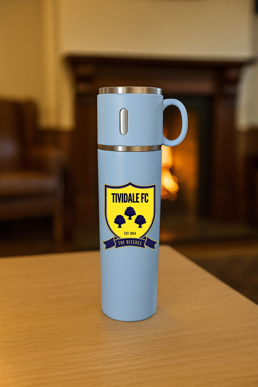 Thermos Flask With Cup Lid - Blue - Tividale FC