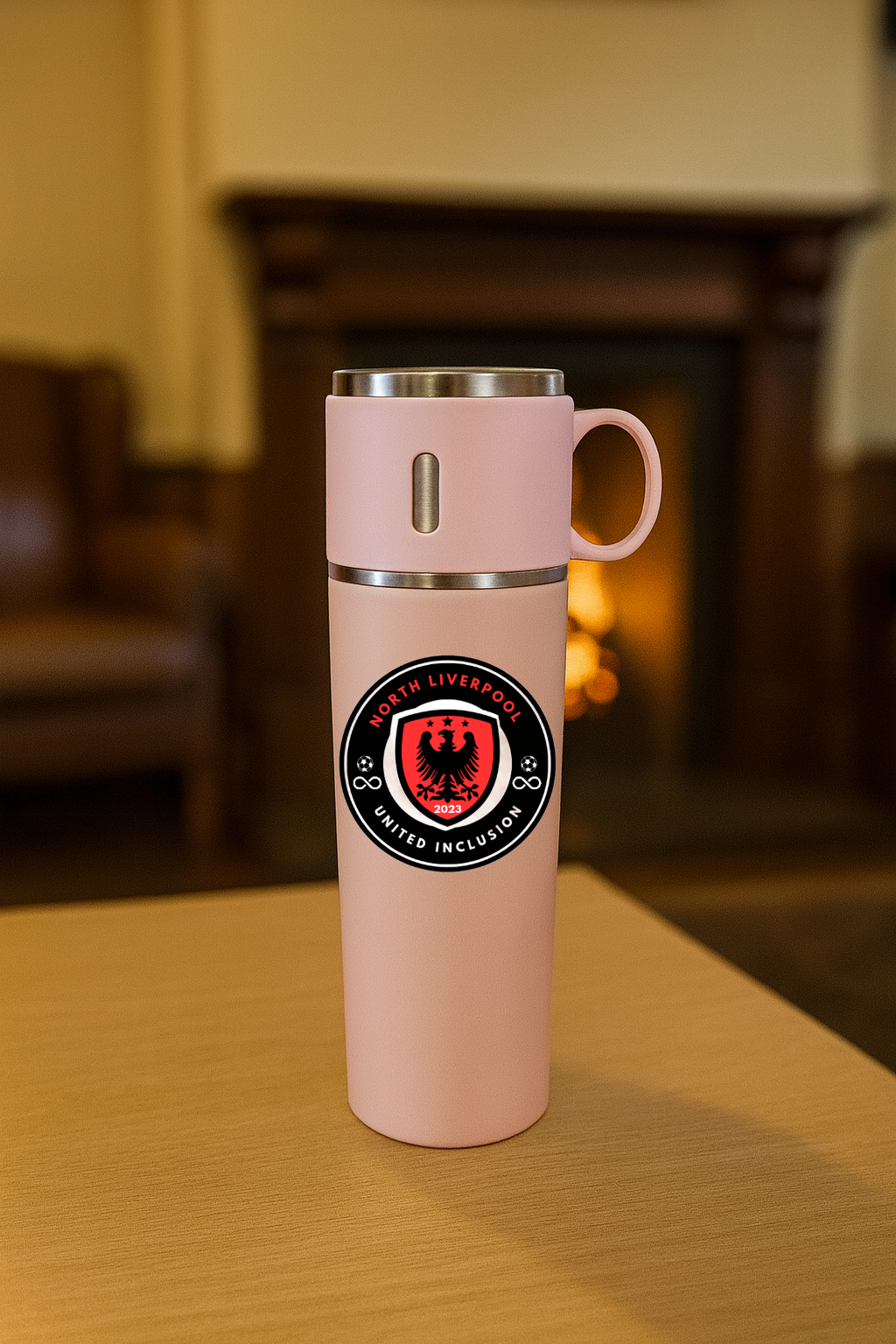 North Liverpool United Inclusion - Thermos Flask With Cup Lid - Pink