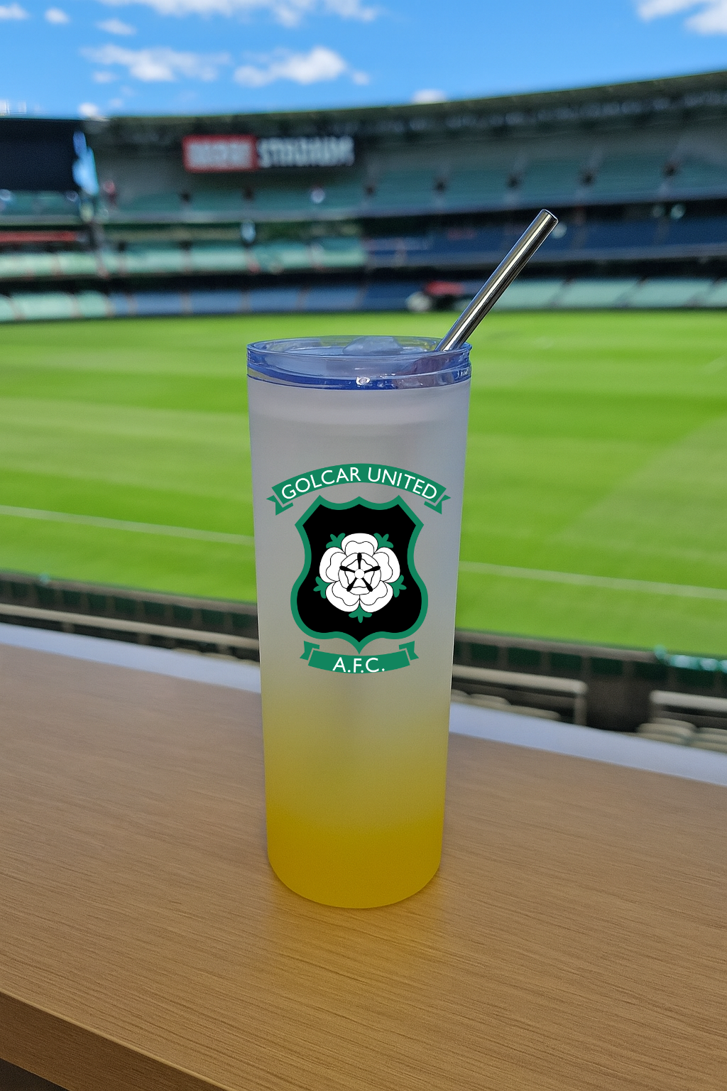 Golcar United FC - Yellow Frosted Glass Jar