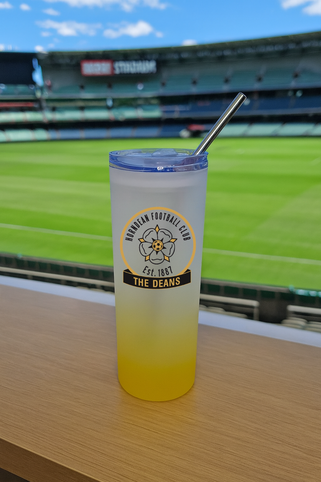 Horndean FC - Yellow Frosted Glass Jar
