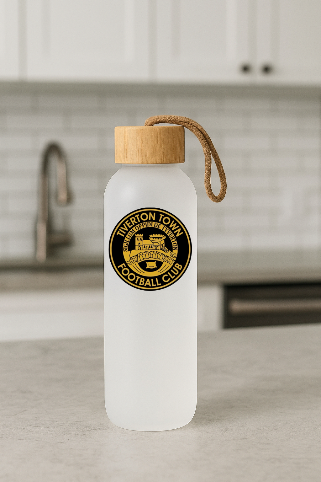 Tiverton Town FC - Bamboo Lid Frosted Glass Jar