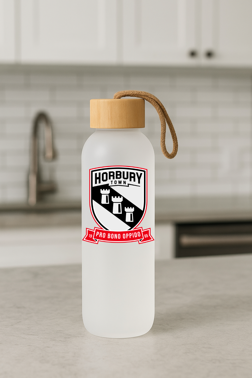 Horbury Town FC - Bamboo Lid Frosted Glass Jar