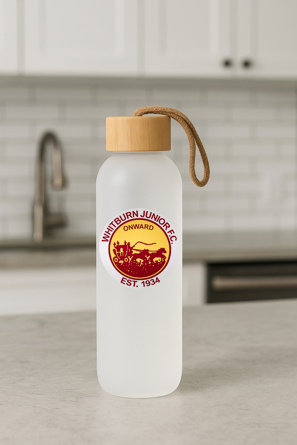 Whitburn Junior FC - Bamboo Lid Frosted Glass Jar