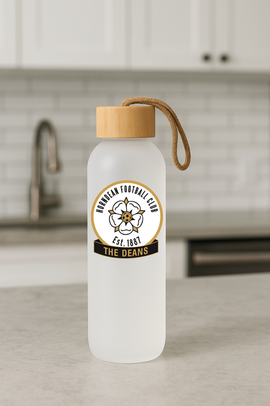 Horndean FC - Bamboo Lid Frosted Glass Jar