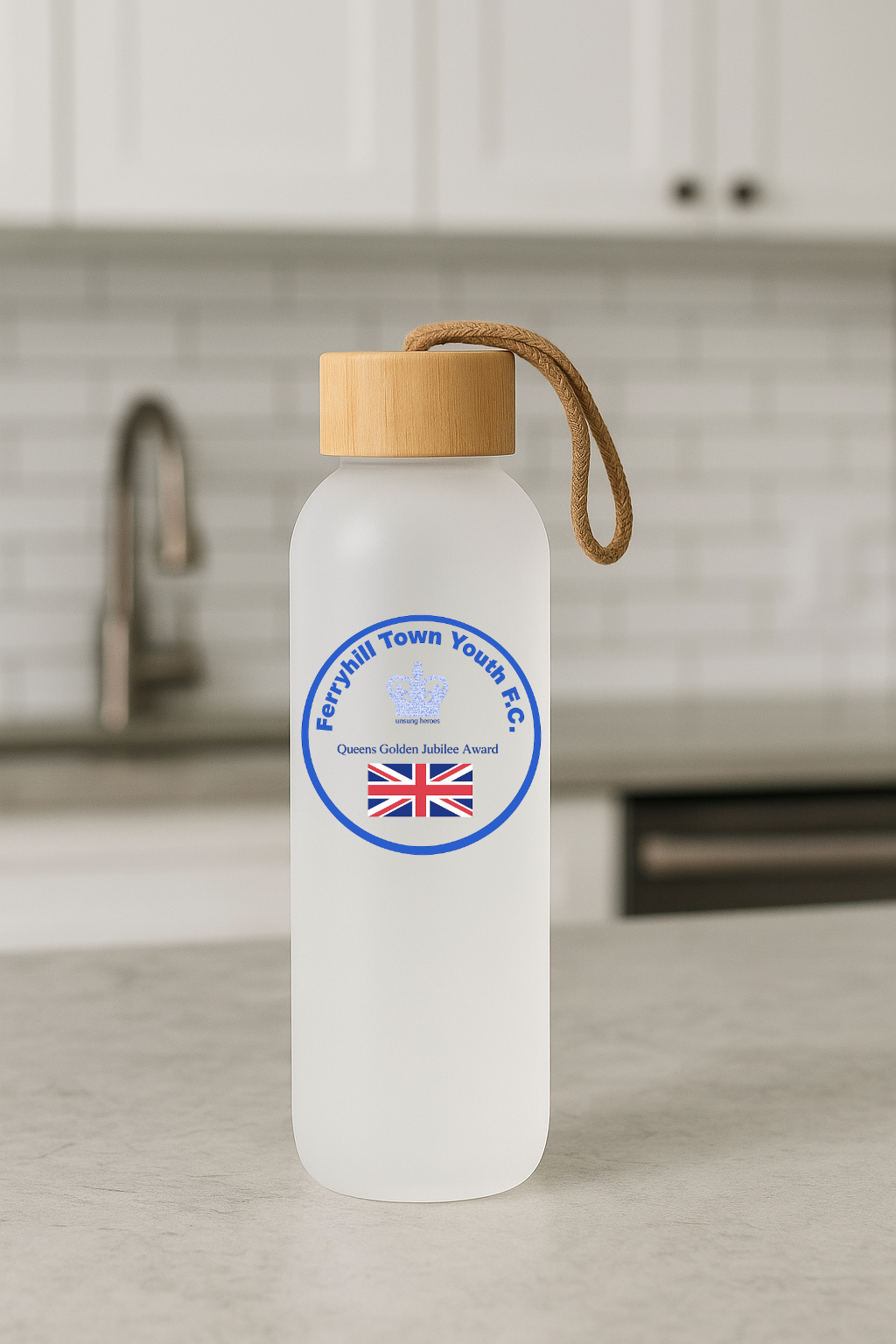 Ferryhill Town Youth FC - Bamboo Lid Frosted Glass Jar