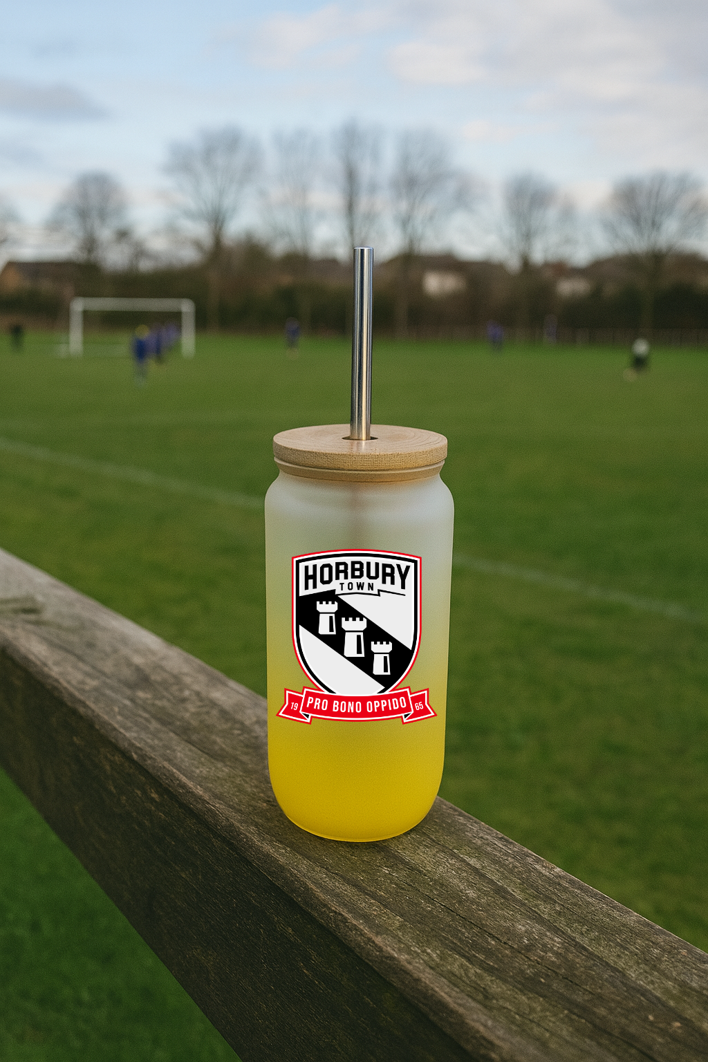 Horbury Town FC - Bamboo Lid Glass Jar - Yellow