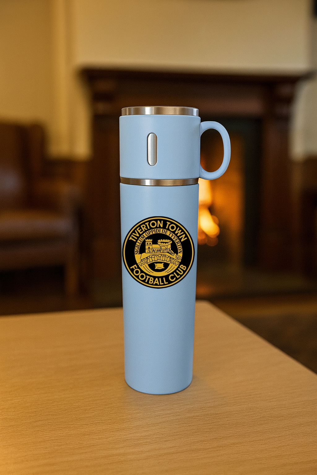 Tiverton Town FC - Thermos Flask With Cup Lid - Blue